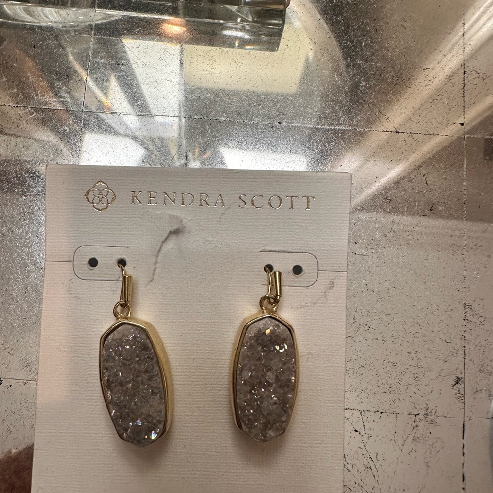 Kendra Scott Gold and Silver Glitter Earrings